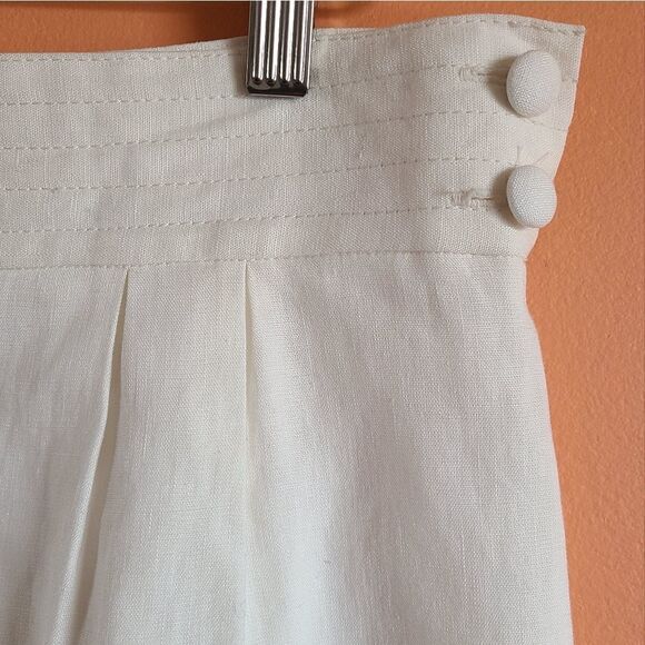 Teenflo White 100% Linen Mini Pencil Skirt 8 - Picture 3 of 7